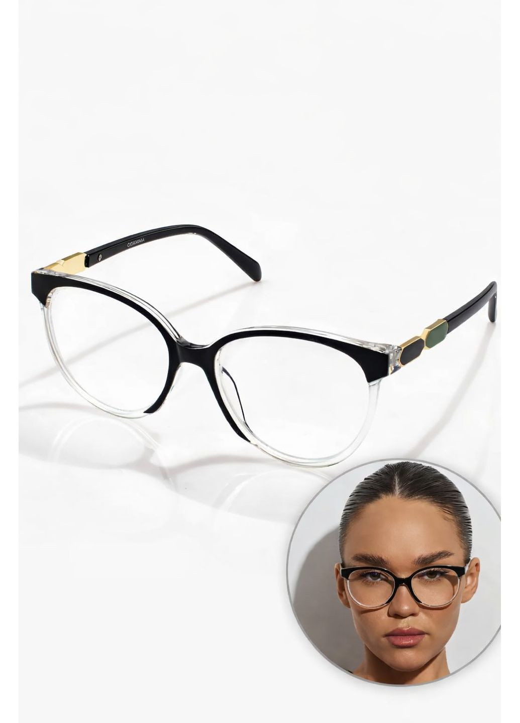 Готовые женские пластиковые очки круглые для зрения -1.00 для дали прозрачная линза Ralph (372512189)