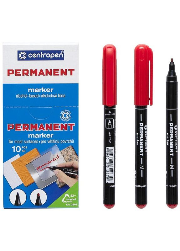 Маркер №2846/02 Permanent 1мм красный(10)(200) Centropen (322575440)