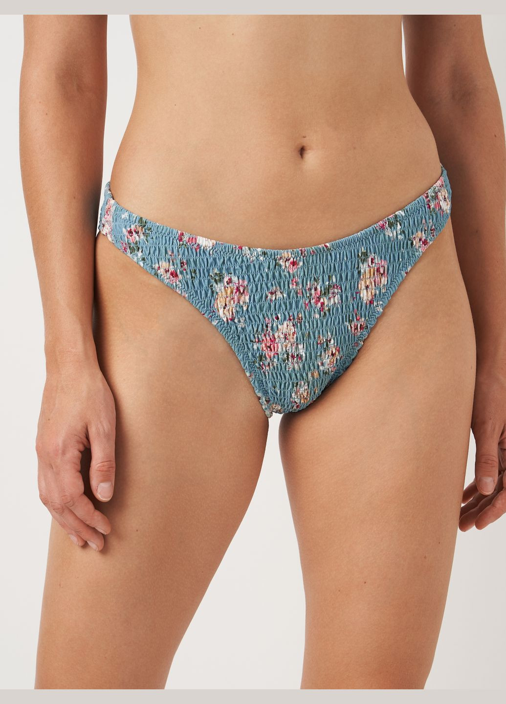 Голубой купальные трусики-плавки в цветочный принт однотонные Oysho