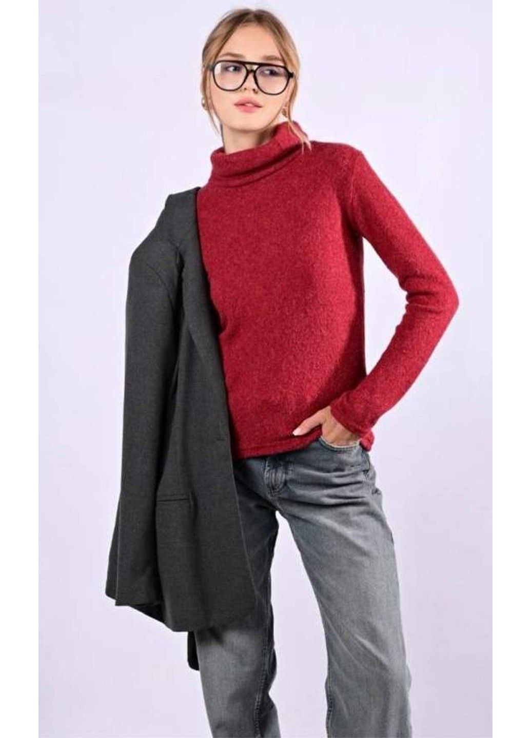 Бордовый зимний гольф женский бордовый Trendy