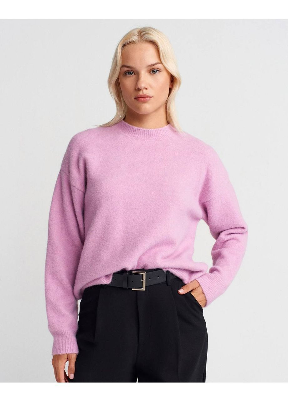 Лавандовый демисезонный свитер текстурированный No Brand