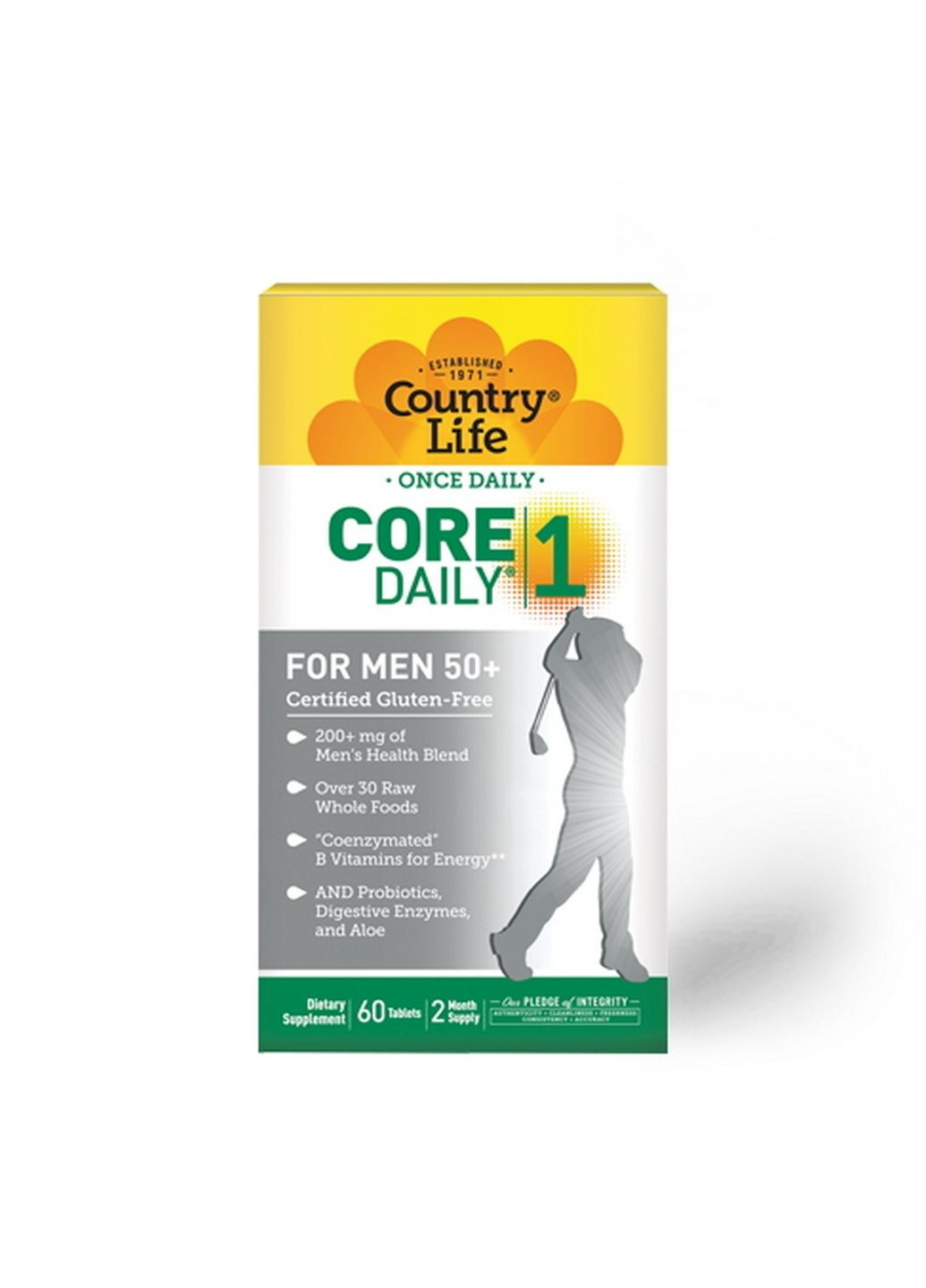 Вітаміни та мінерали Core Daily-1 for Men 50+, 60 таблеток Country Life (293482973)