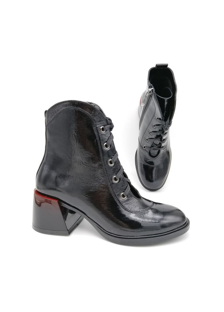 Осенние лаковые женские ботинки на каблуках 6 см. Fashion