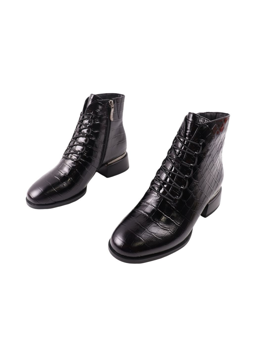 Чорні ботильйони жіночі чорні натуральна лакована шкіра Velly 157-24DH