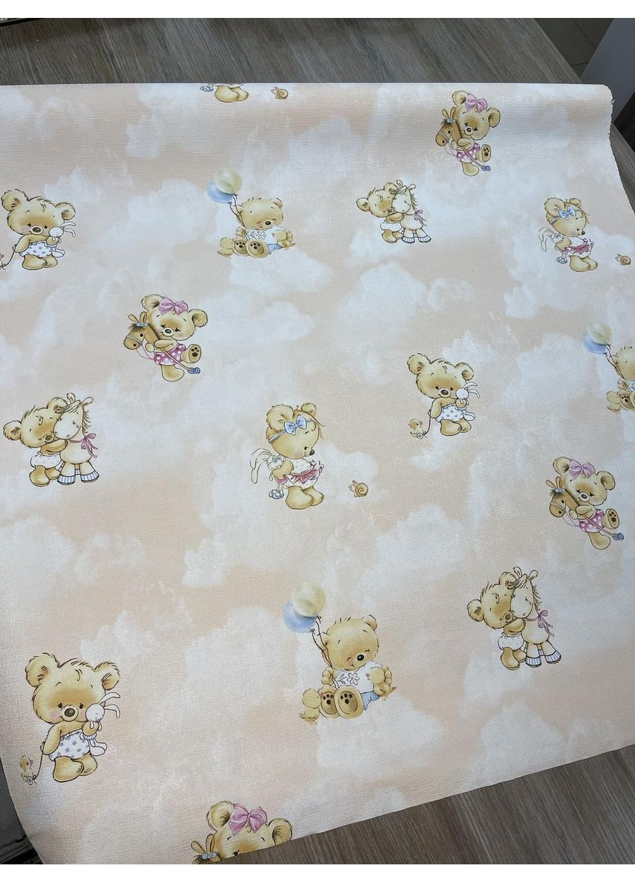 Метровые обои для детской Мишки 325-02 облегченный винил горячего тиснения, ширина 1.06м Слов'янські шпалери (372843980)