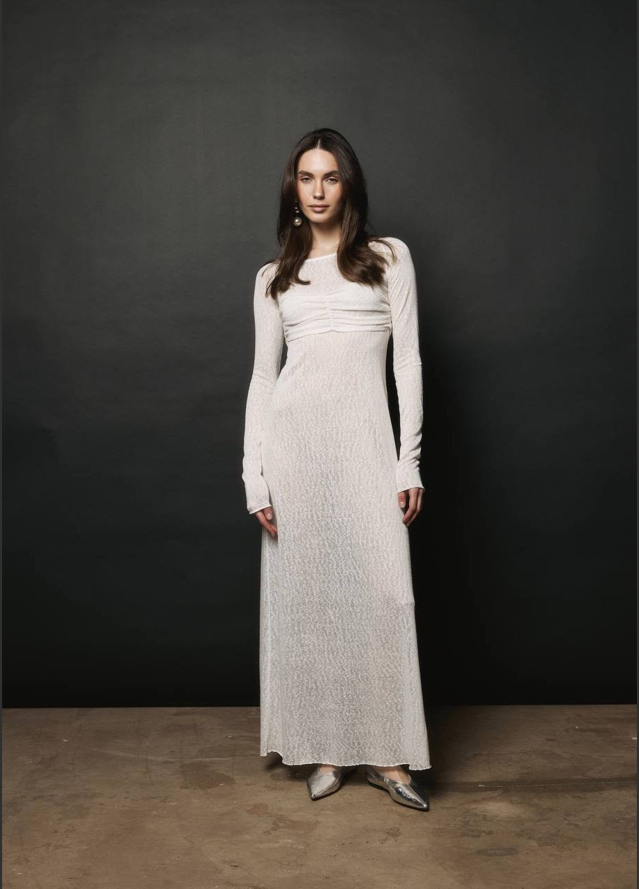 Белое кэжуал длинное женское белое платье с имитацией топа ZF inspire однотонное