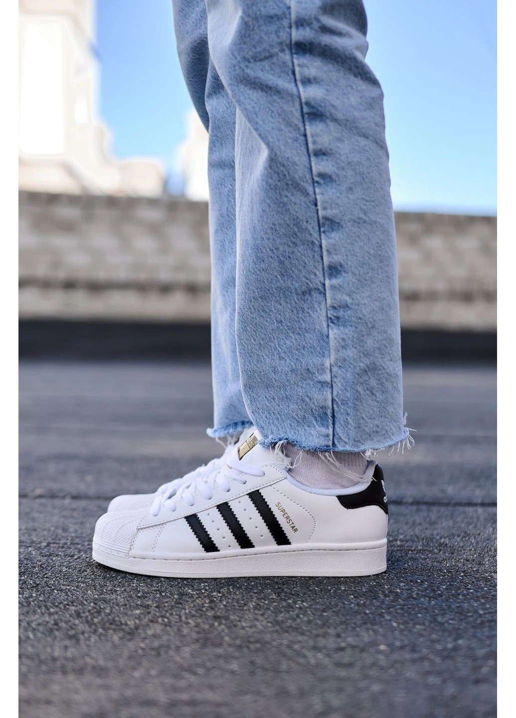 Білі кросівки чоловічі adidas superstar white black premium адідас суперстар білі демісезон No Brand