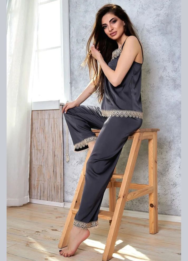 Сіра всесезон піжама топ + брюки Seventeen