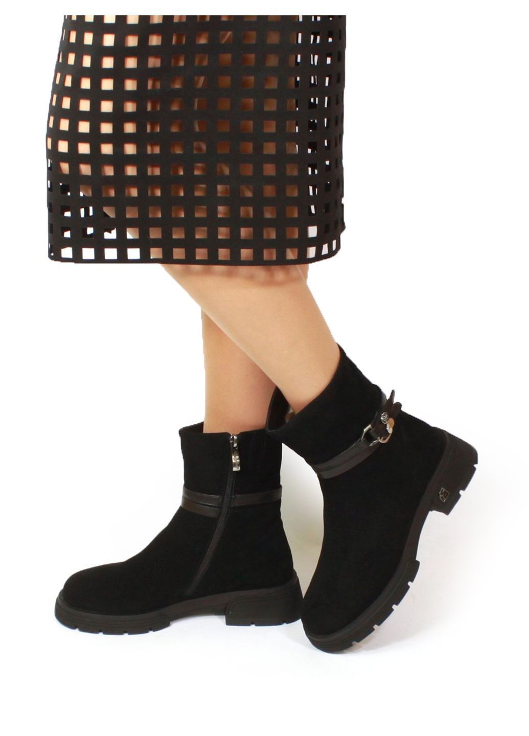 Жіночі зимові черевики з натуральної замші з натуральним хутром It-Girl (366290190)