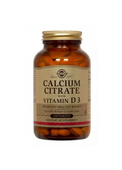 Кальцій цитрат і вітамін Д3, Calcium Citrate with Vitamin D3 250 mg / 150 IU,, 120 таблеток (SOL00431) Solgar (266799062)
