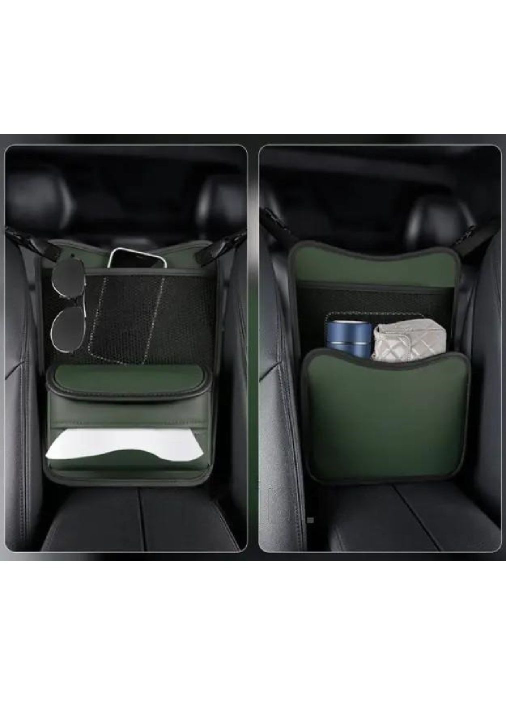 Органайзер двусторонний с карманами для установки между сидениями в машину салон автомобиля 33х25 см (476939-Prob) Зеленый Unbranded (292784539)