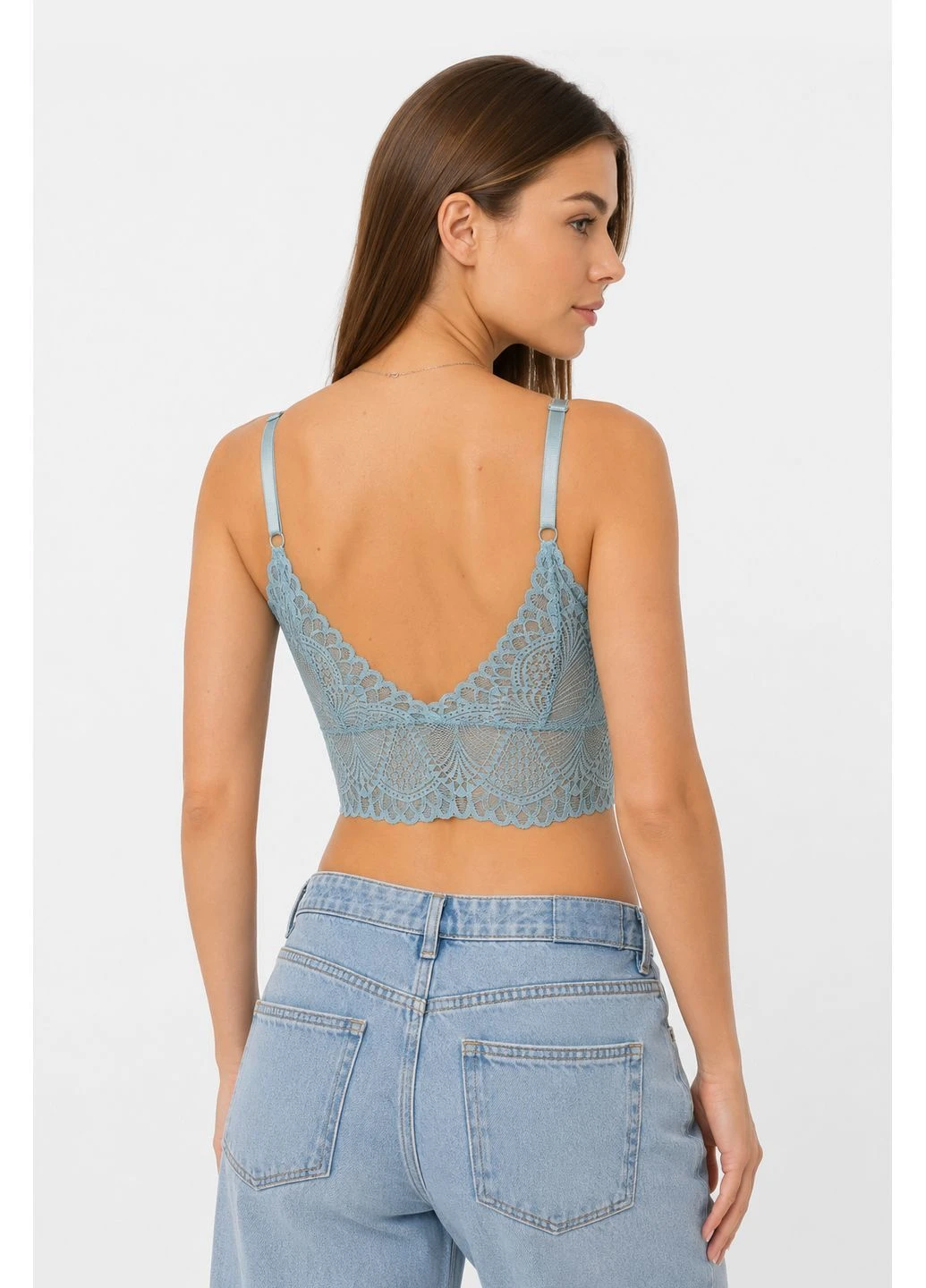 Топ женский однотонный мятного цвета с кружевом Let's Shop (400598285)