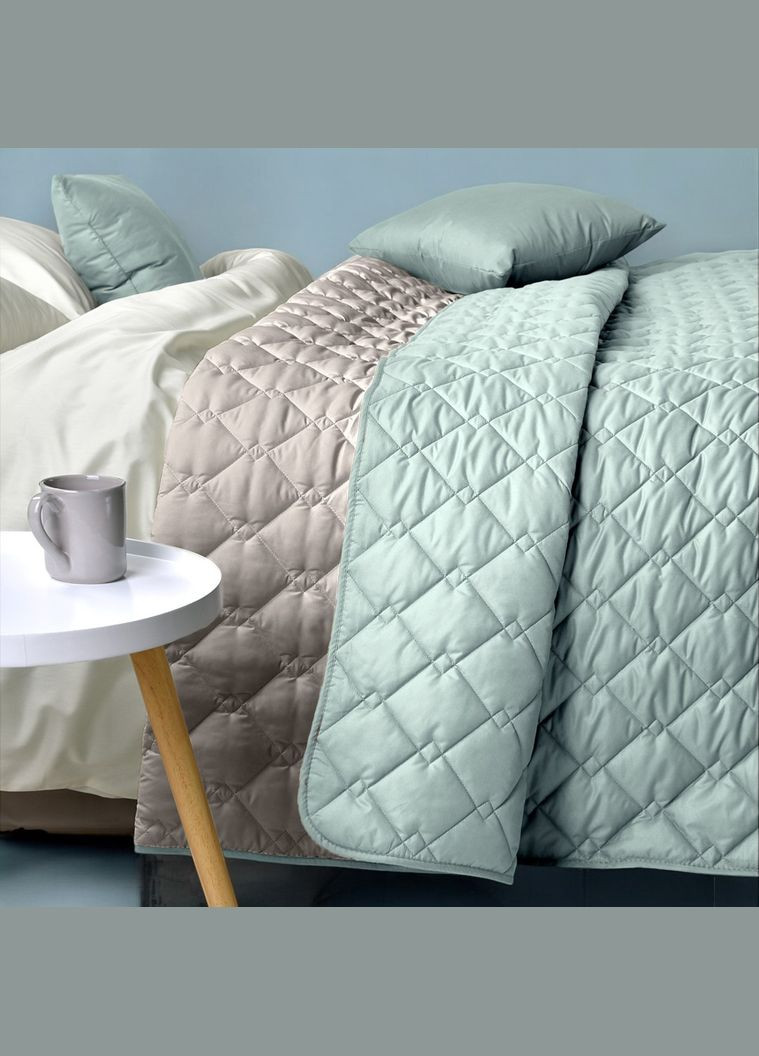 Двухстороннее покрывало Стиль Cube 210х240 см с антиаллергенным волокном, мята/св. серый (8-32405*006) IDEIA (311226029)