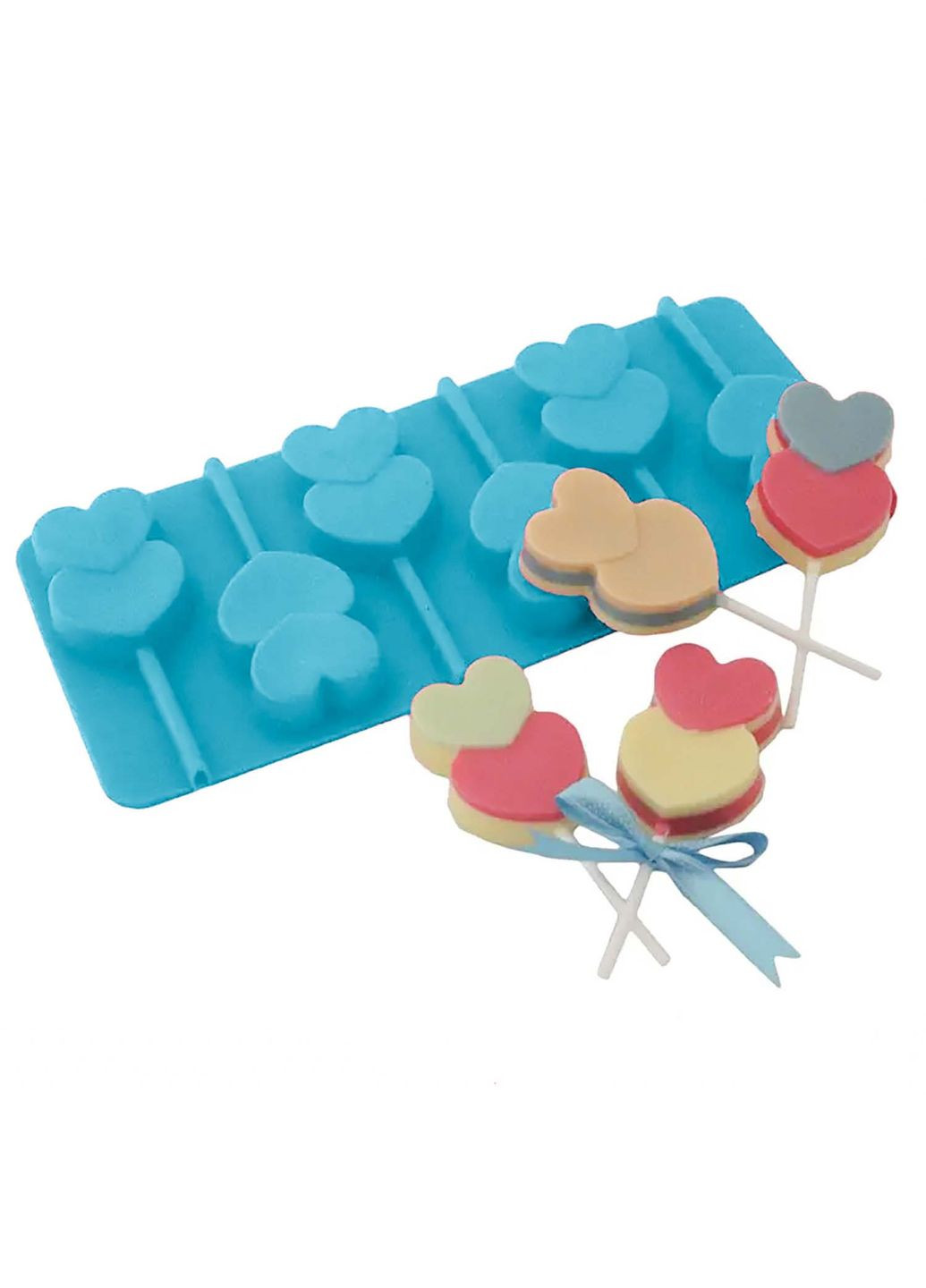 Силиконовая форма для леденцов и конфет на палочке "Сердечки" Kitchen Master (338656776)