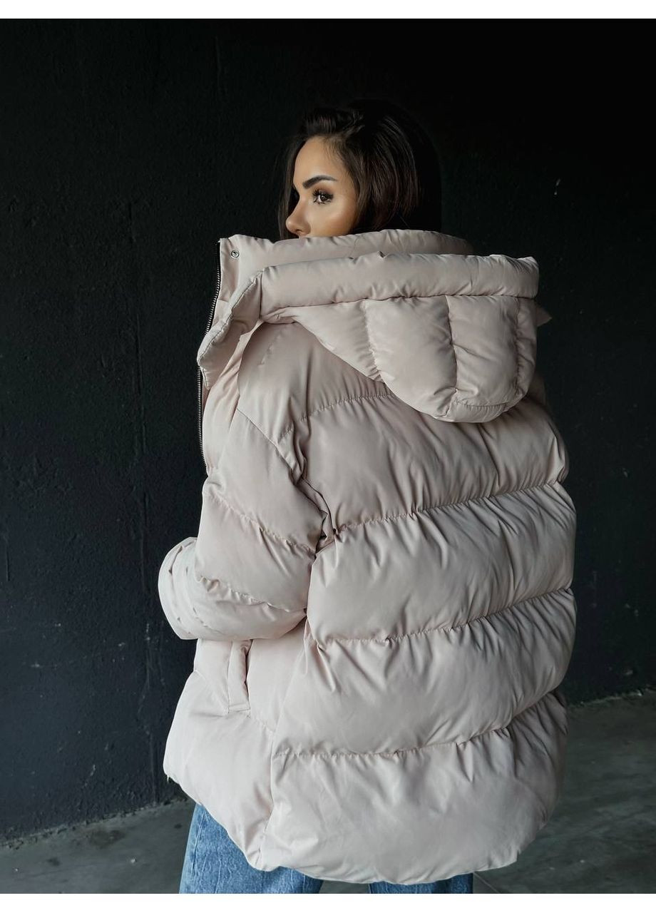 Бежевый демисезонный Пуховик Style Point