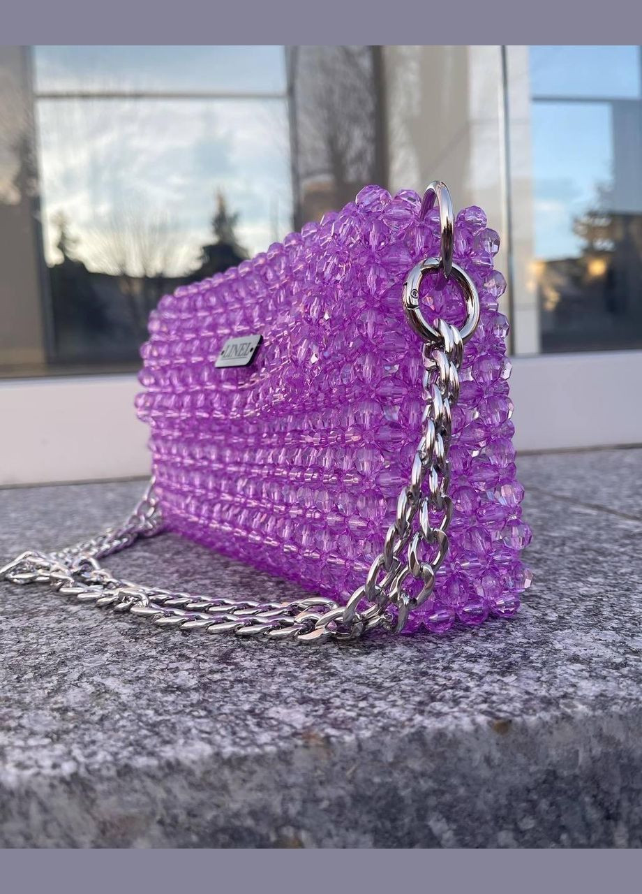 Сумка женская фиолетовая маленькая из бусин ручная работа 008 Felicita (336377615)