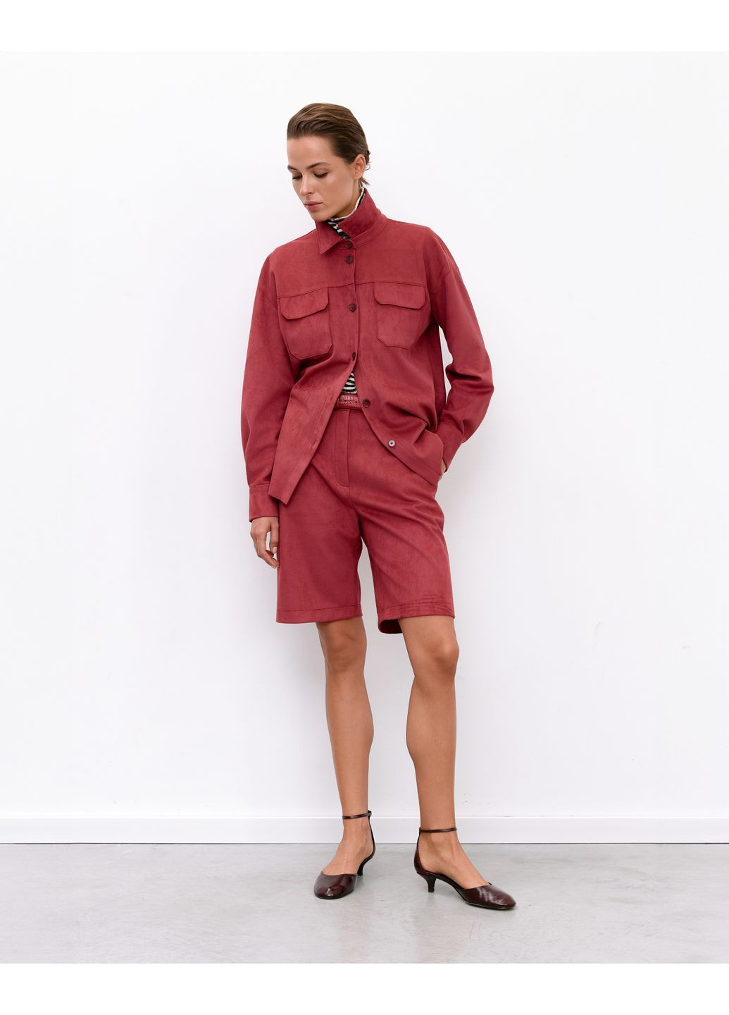 Малиновые замшевые шорты I Am Raspberry Suede Shorts (365653809)