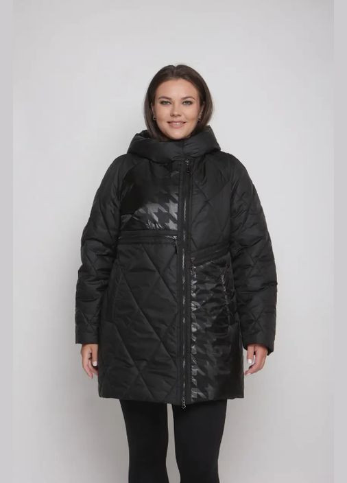 Чорна зимня парка жіноча зимова великого розміру SK