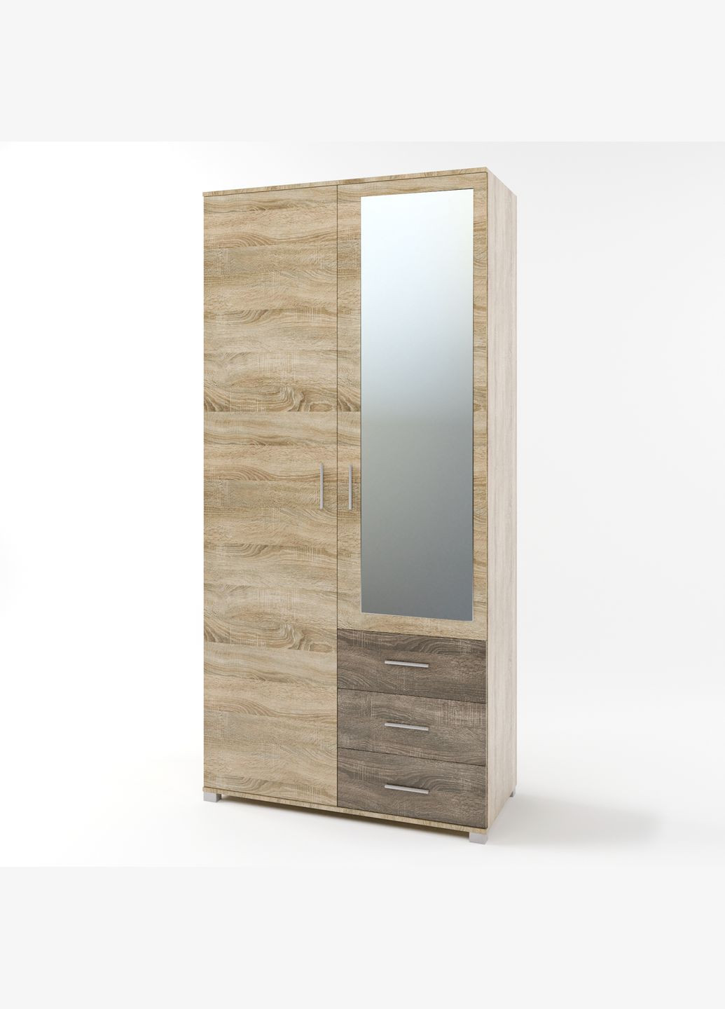 Шкаф прямой с зеркалом и ящиками Бриз ШП-4 сонома/трюфель (EVR-2480) Еверест (324066567)