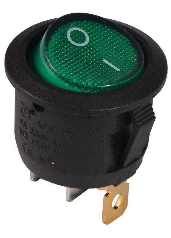 Перемикач клавішний (кнопка) 23 мм KCD1-5-101N GR/B круглий з підсвіткою A0140040072 Аско-Укрем (346087951)