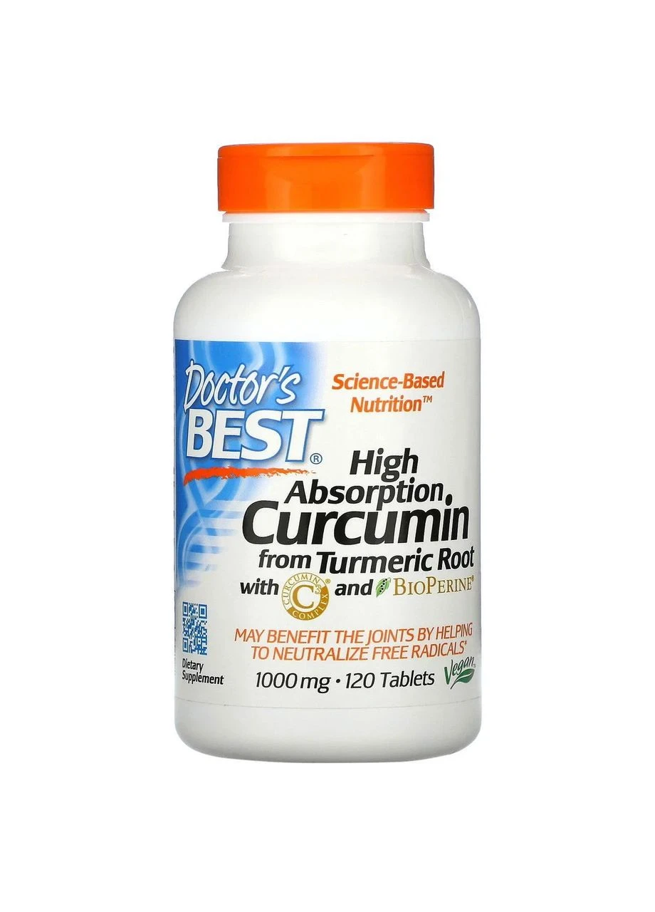 Легкозасвоюваний куркумін Curcumin from Turmeric Root 1000 мг,, 120 таблеток Doctor's Best (361114907)