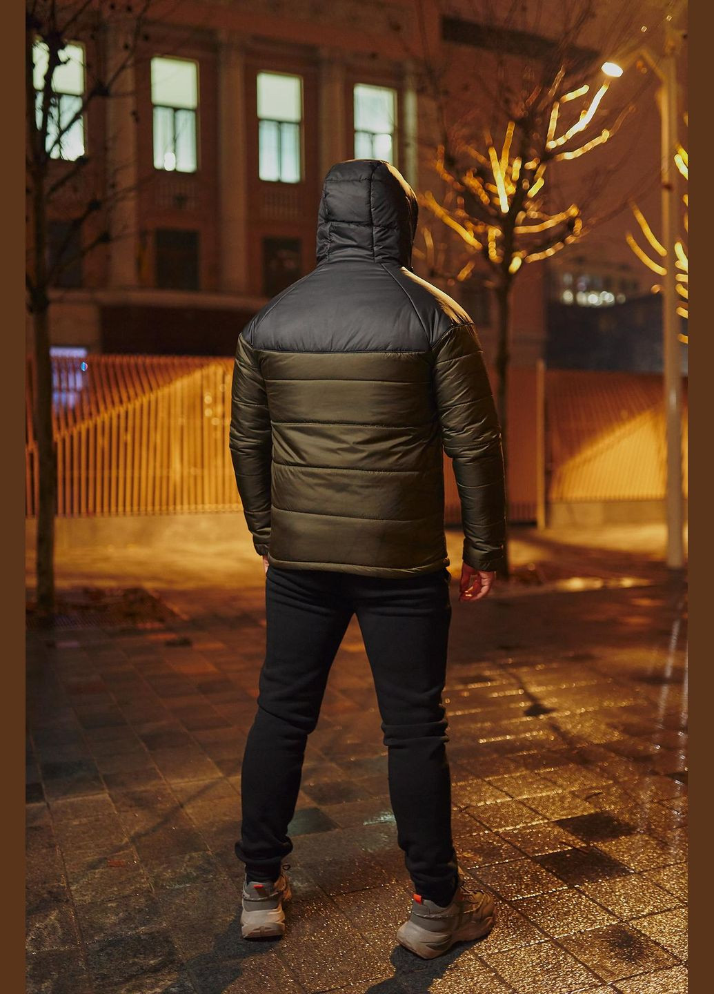 Оливкова (хакі) демісезонна 2 в 1 куртка з капюшоном осінь/весна + штани тринитка, утеплені флісом великі розміри No Brand