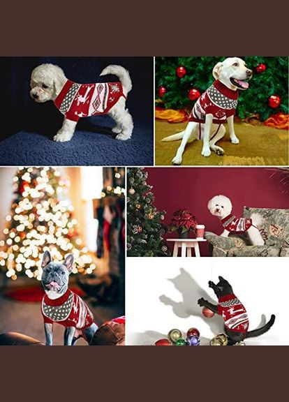 В'язаний акриловий светр для котів Pet Style "Червоний олень" 2XL No Brand - (323232390)