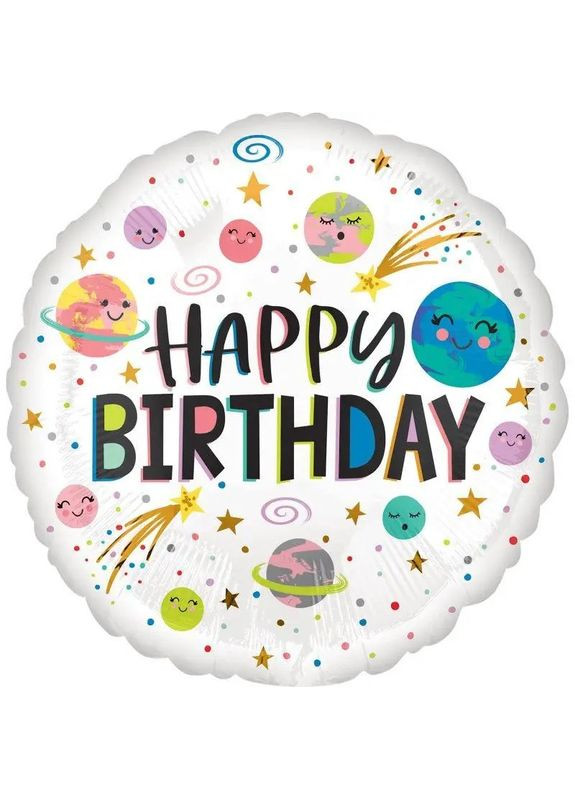 Фольгована кулька коло 18" (45 см) з малюнком "Космос", Китай No Brand (302314178)