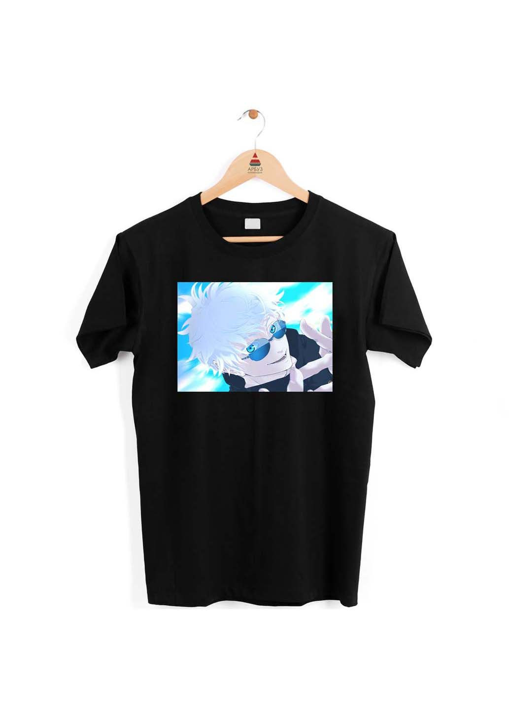 Чорна футболка jujutsu kaisen магічна битва satoru gojo сатору годжо синій Кавун