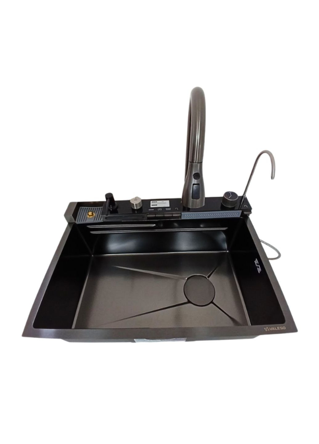 Мийка кухонна PVD чорна Handmade "Водоспад" (ДЕКОР) 68х45M Valeso (365877816)