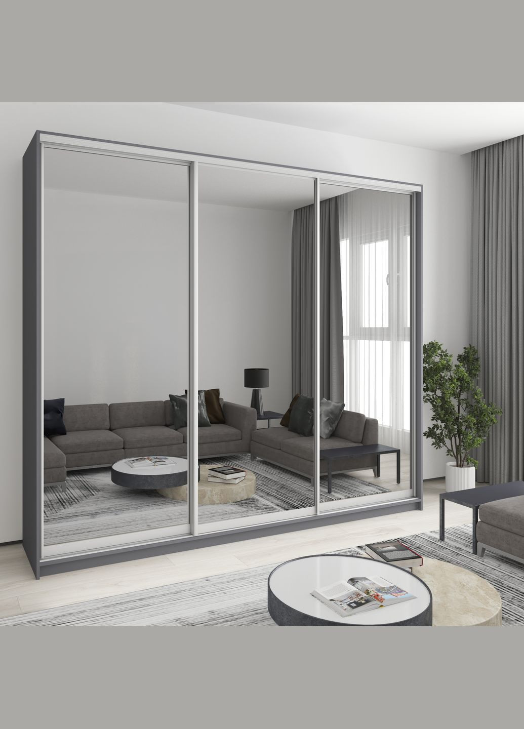 Шафа-купе тридверна Комбо AL 3 Дзеркала 270x60x240 см (MBS-2193) MebelStar (346289622)