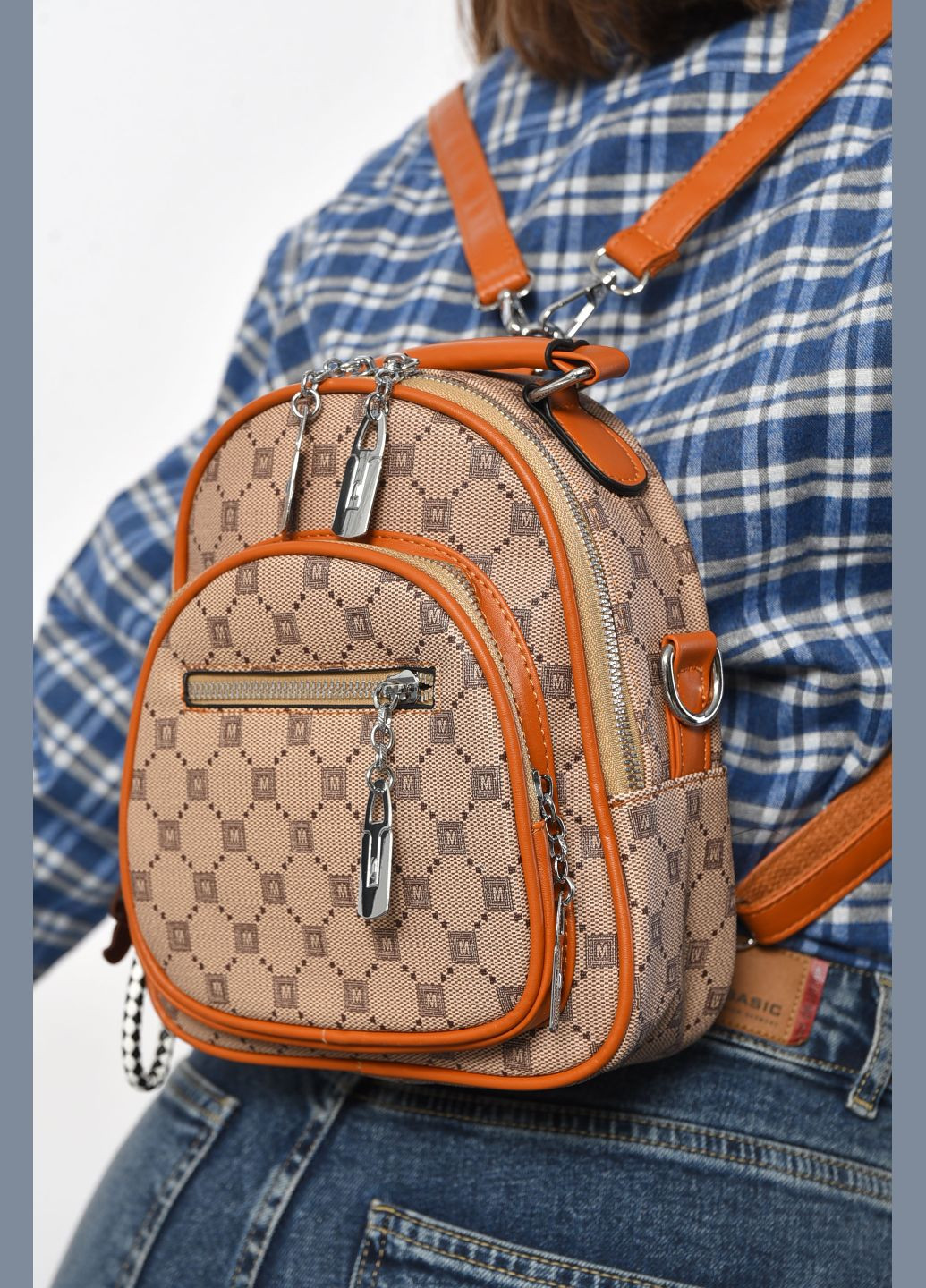 Рюкзак женский из экокожи коричневого цвета Let's Shop (299147359)