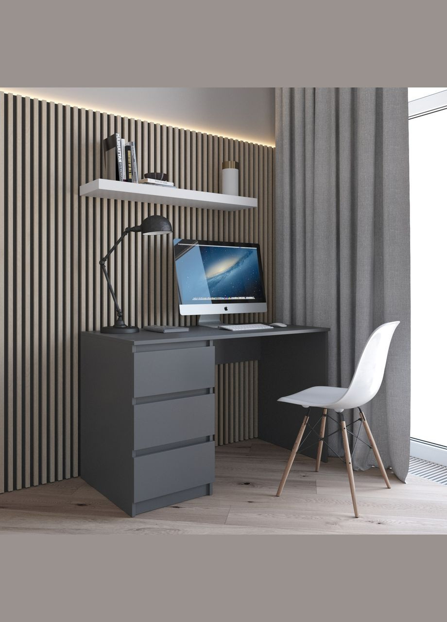 Комп'ютерний стіл, письмовий стіл з тумбою зліва на три висувних ящика c фасадами без ручок R-13 VAYS (372655314)