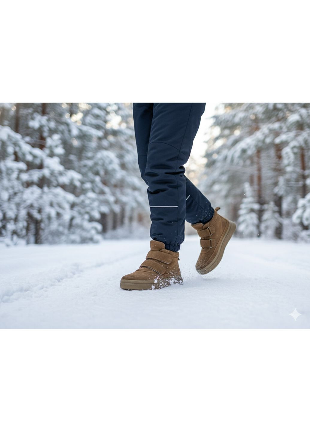 Зимние женские зимние ботинки из натуральной замши рыжего цвета на липучках Paradize из натуральной замши