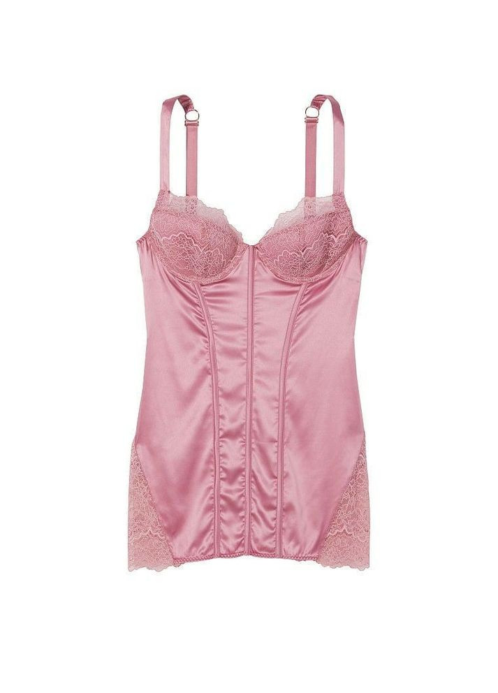 Ночная рубашка Stretch Satin Corset Mini Dress, розовый S Victoria's Secret (282964726)