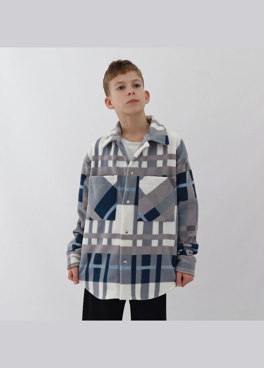 Серая повседневный, кэжуал рубашка в клетку No Brand с длинным рукавом