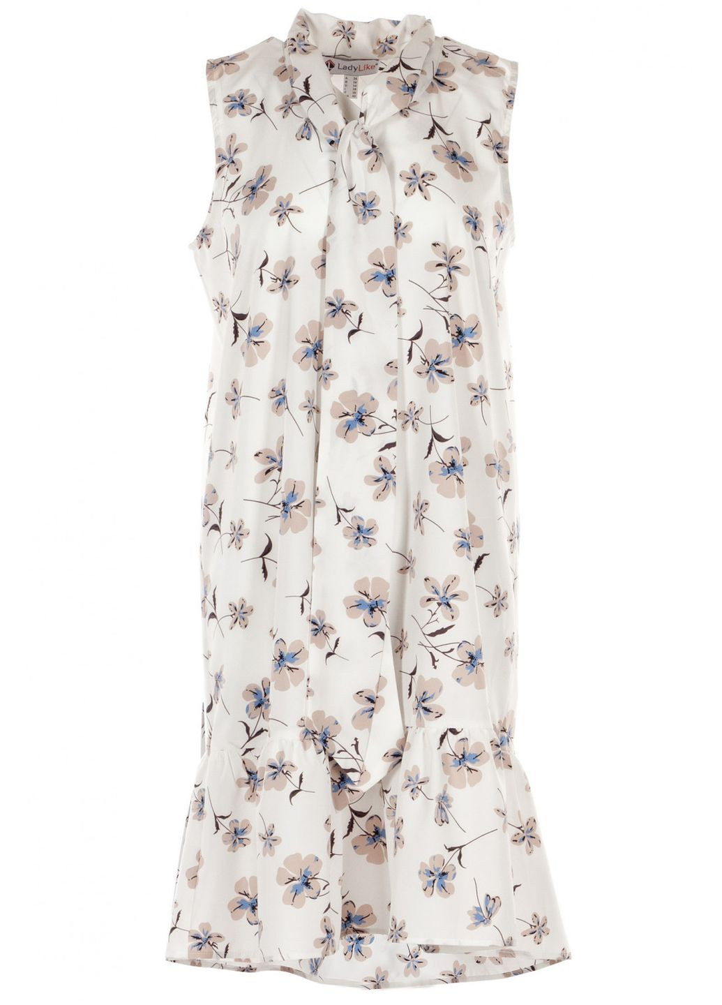 Белое повседневный платье с бантом и воланом (ll196415600) LadyLike