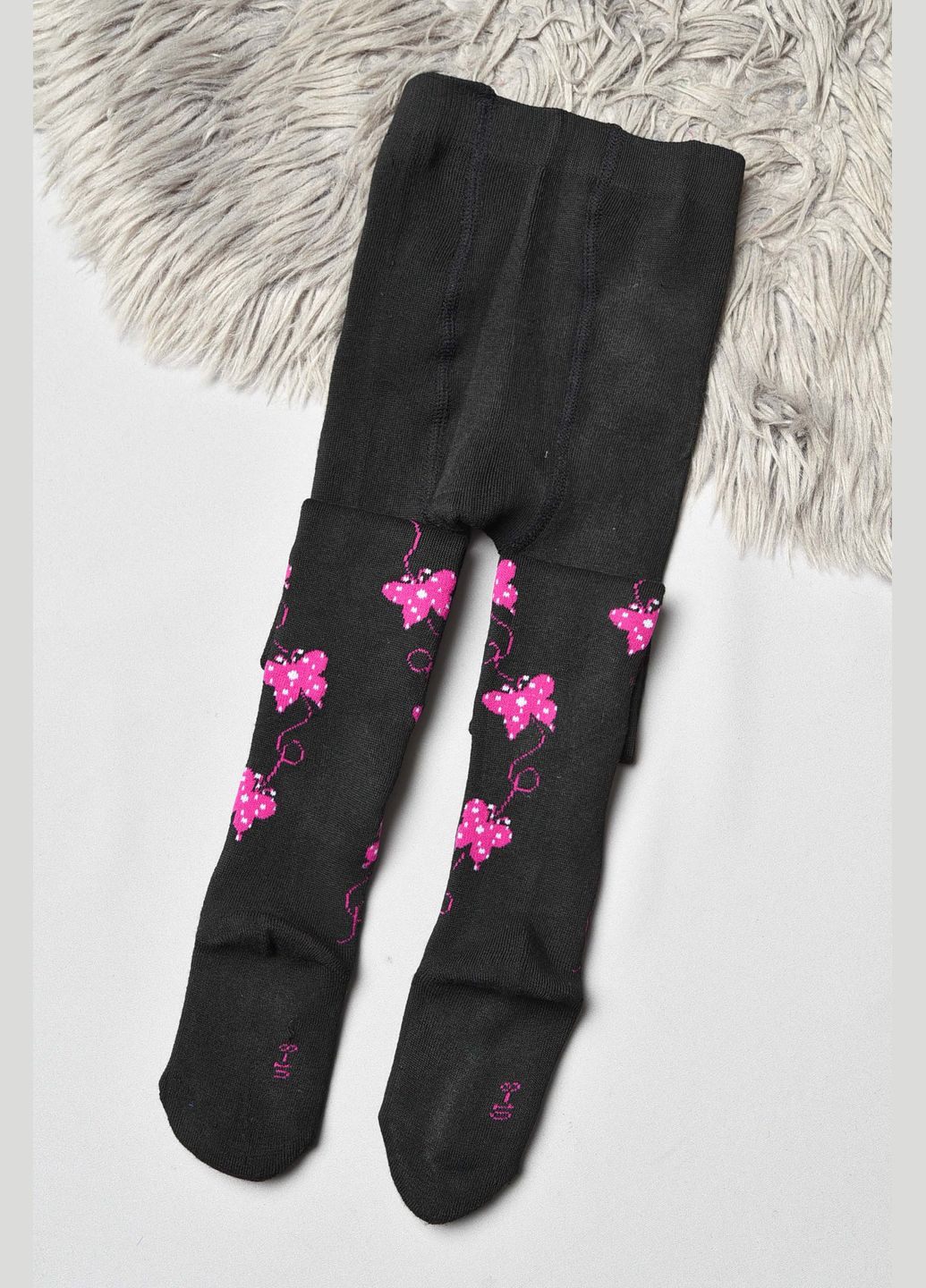 Колготи дитячі махрові для дівчинки чорного кольору з малюнком Let's Shop (306426804)