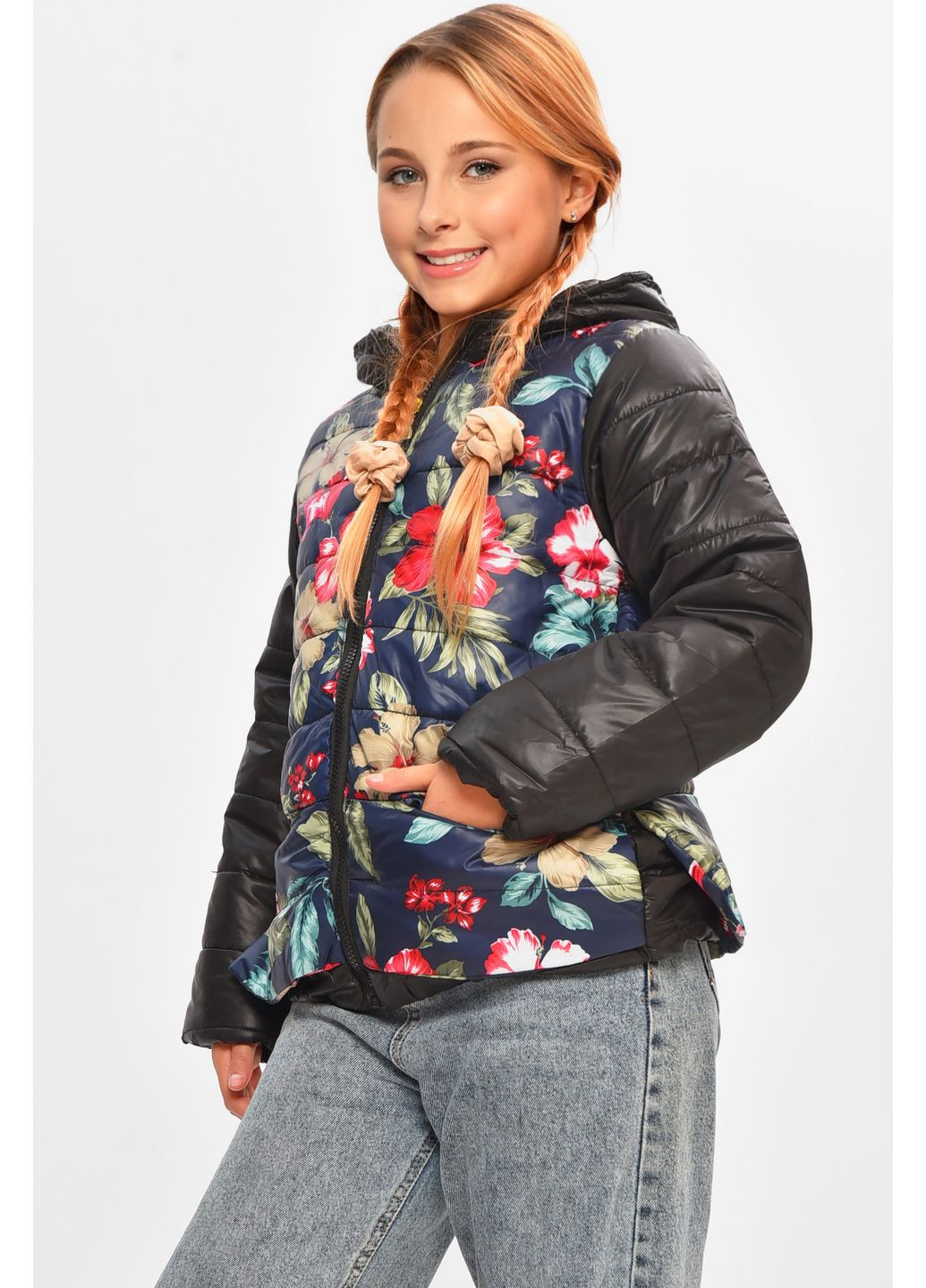 Темно-синяя демисезонная куртка детская для девочки демисезонная темно-синего цвета Let's Shop