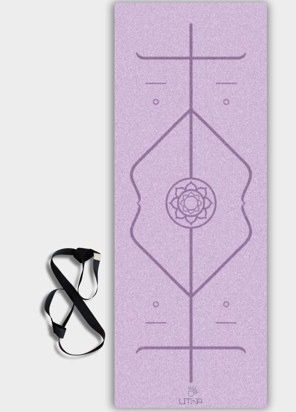 Коврик для йоги - "Marking" Lavanda, серии Comfort, PU+coconut + ремень-переноска LIT[h]A (331158741)