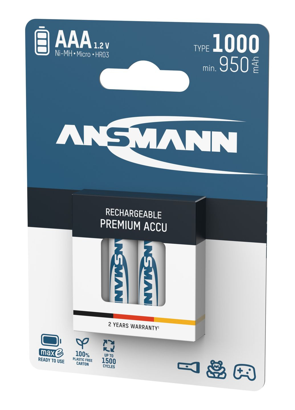 Аккумуляторы AAA/HR03 NI-MH 1000 mAh BL 4 шт Ansmann (370621258)