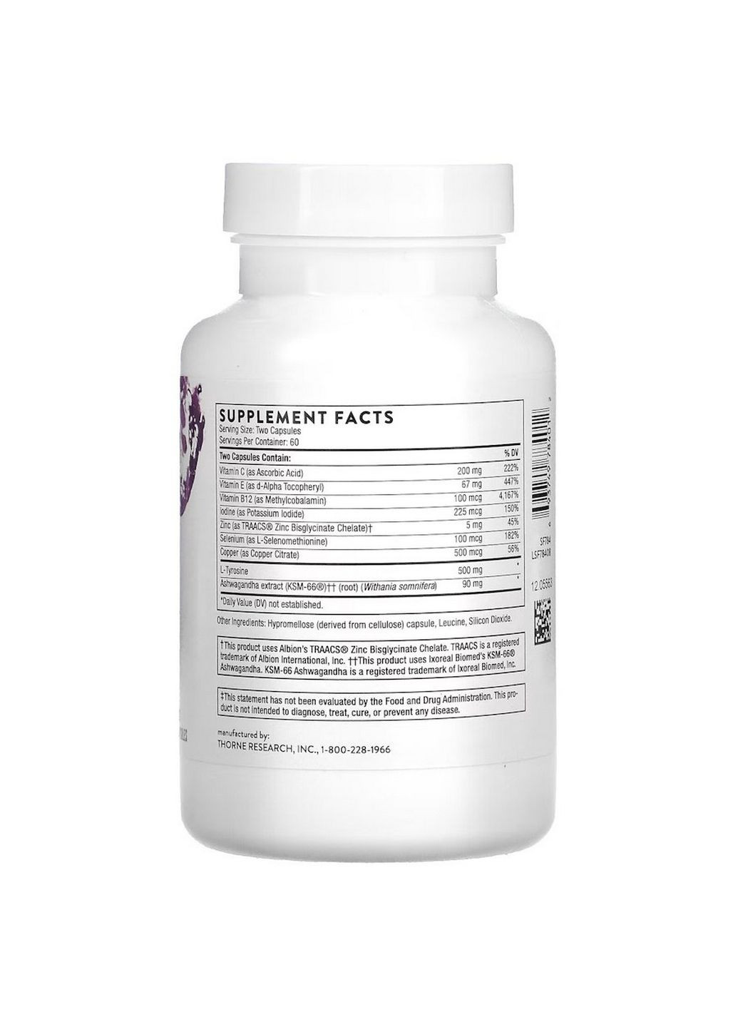 Вітаміни та мінерали Thyrocsin Thyroid Cofactors, 120 вегакапсул Thorne Research (293337887)