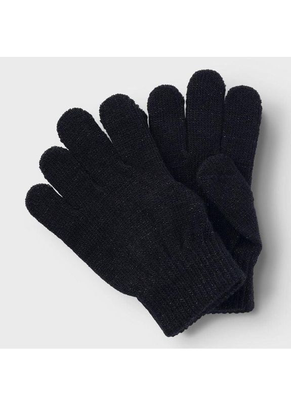 Детские вязаные демисезонные перчатки для девочек Черные (25091721) Name it (363188264)