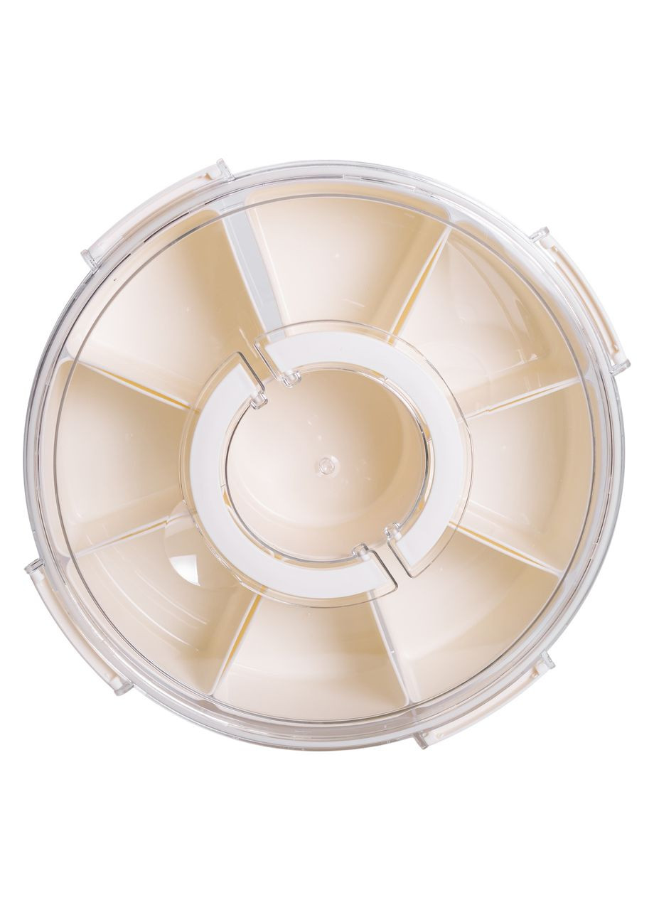 Контейнер для їжі з 9 відсіками пластиковий Ø29 см харчовий контейнер для зберігання їжі 3.5 л Бежевий HP-27-14 (A-034187) Yiwu (352769579)