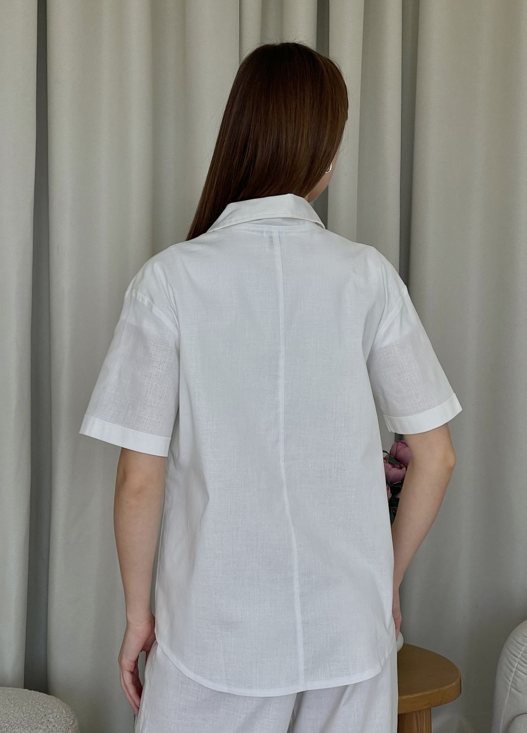 Белая классическая, повседневный, кэжуал рубашка однотонная Merlini с коротким рукавом