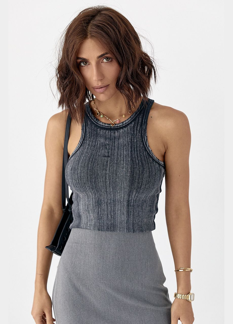 Трикотажный топ с необработанным низом - черный цвет Lurex (340917559)