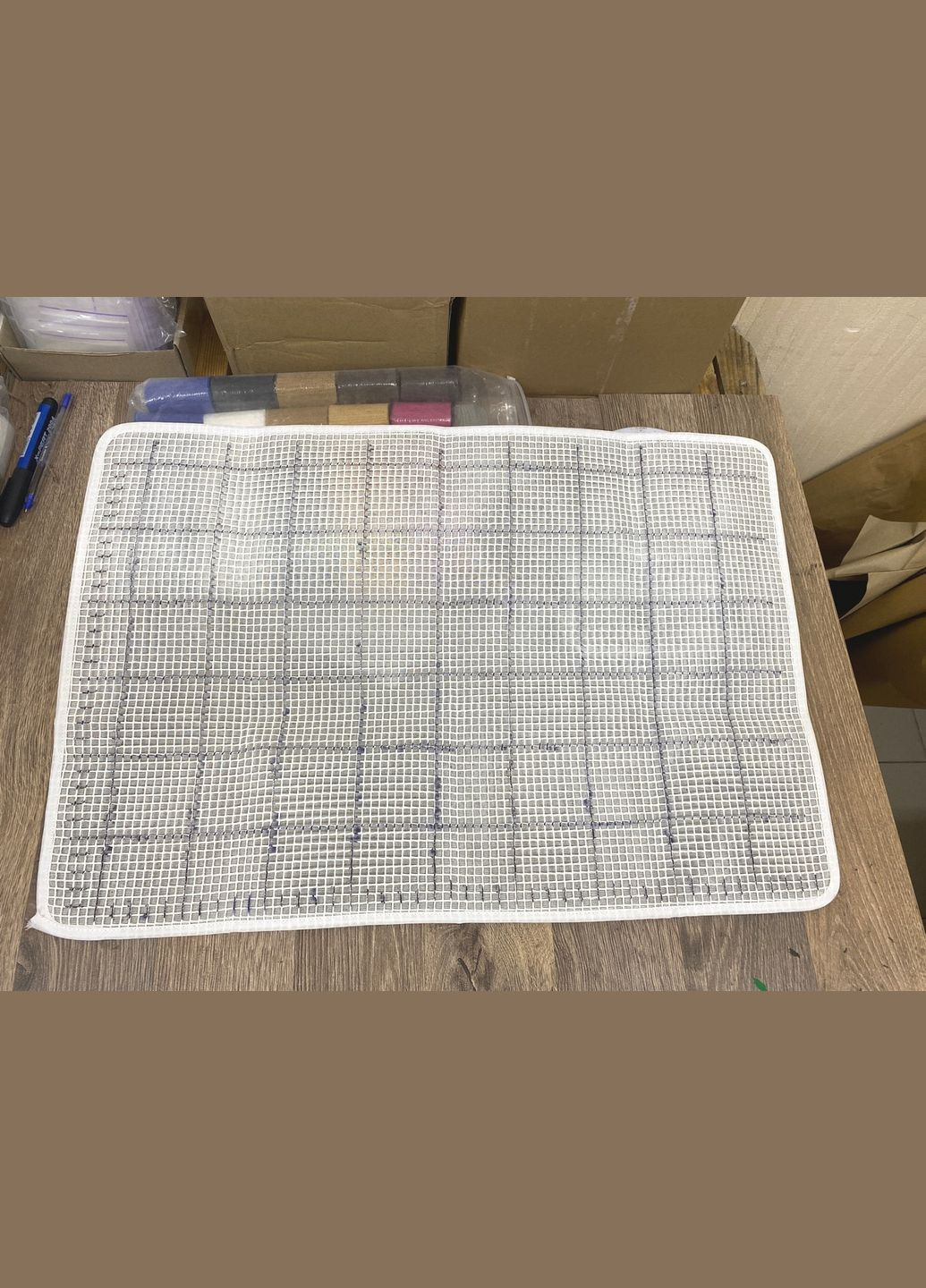 Набір для килимової вишивки килимок тигреня новорічний (основа-канва, нитки, гачок для килимової вишивки) No Brand 1518 (293943056)