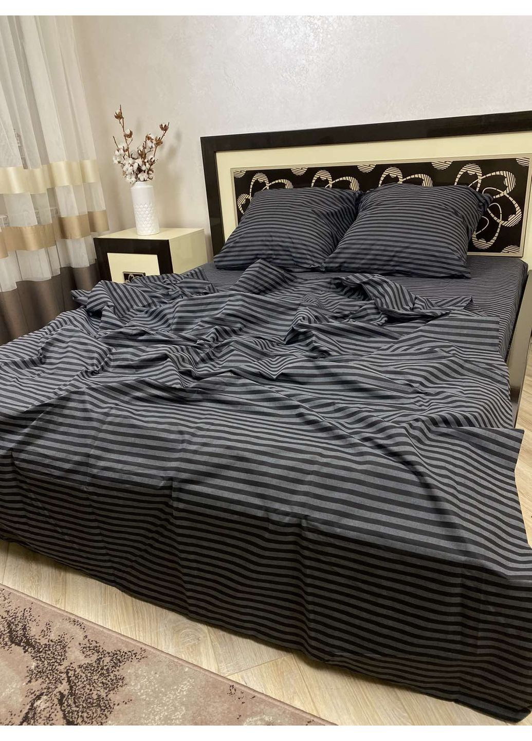 Комплект постільної білизни Бязь Голд "Смужка" Сімейний 150х220 см No Brand (370270989)