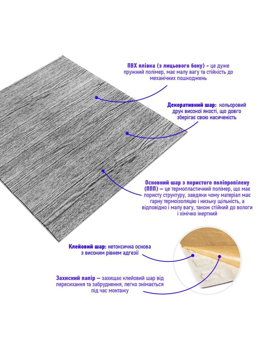 Самоклеющаяся декоративная 3D панель дерево белое 700х700х6мм (383) SW-00000652 Sticker Wall (329896908)
