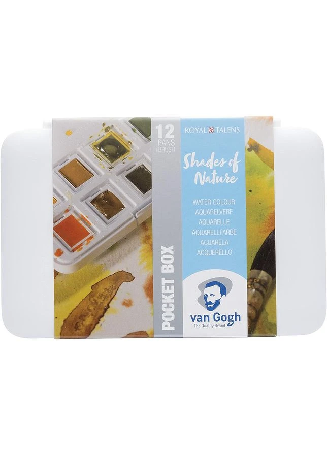 Набор акварельных красок Pocket box SHADES OF NATURE 12 кювет+кисти Royal Talens Van Gogh (362584454)